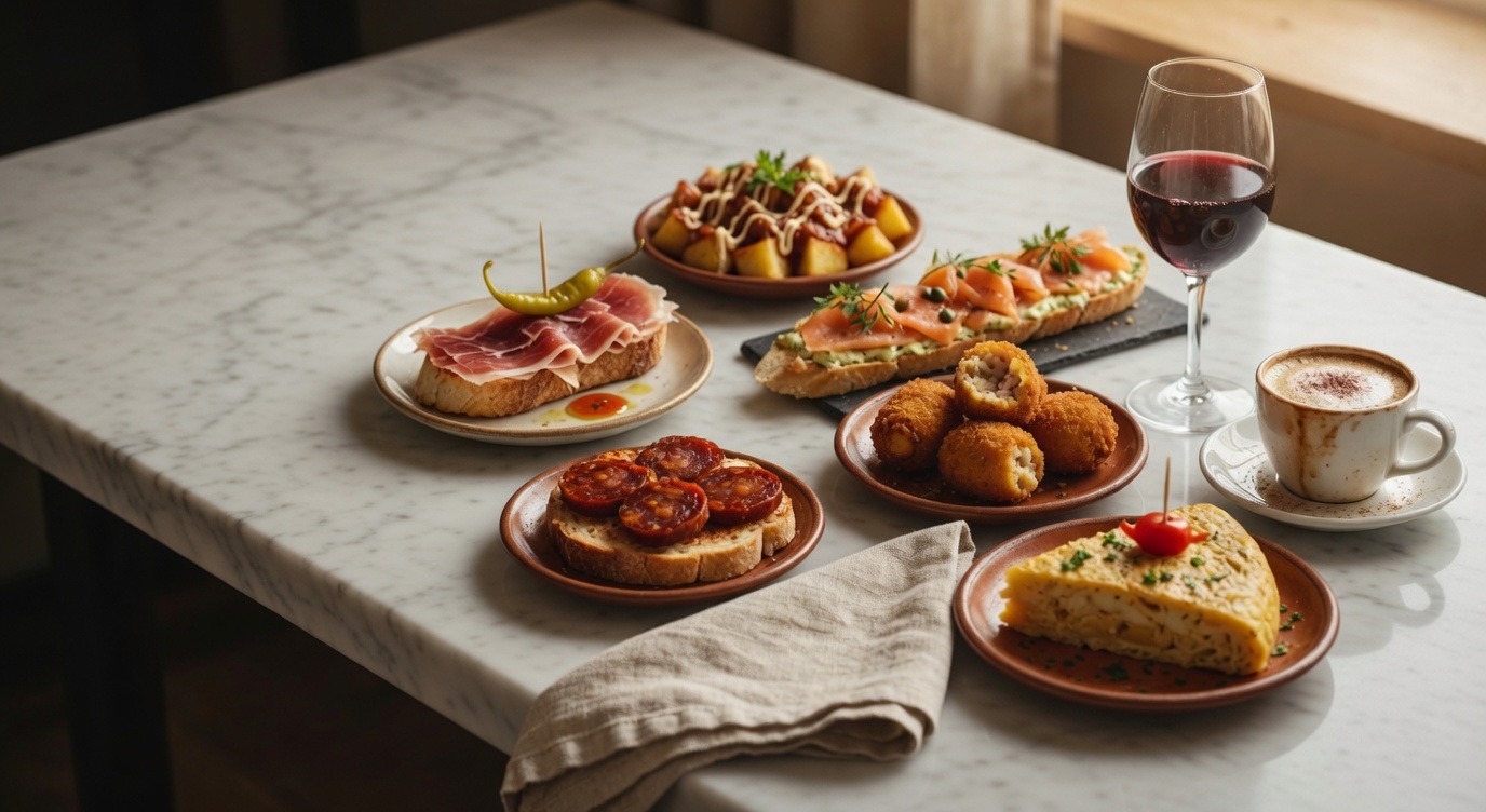 Selección de pinchos, vino y café de Cafetería Chevalier